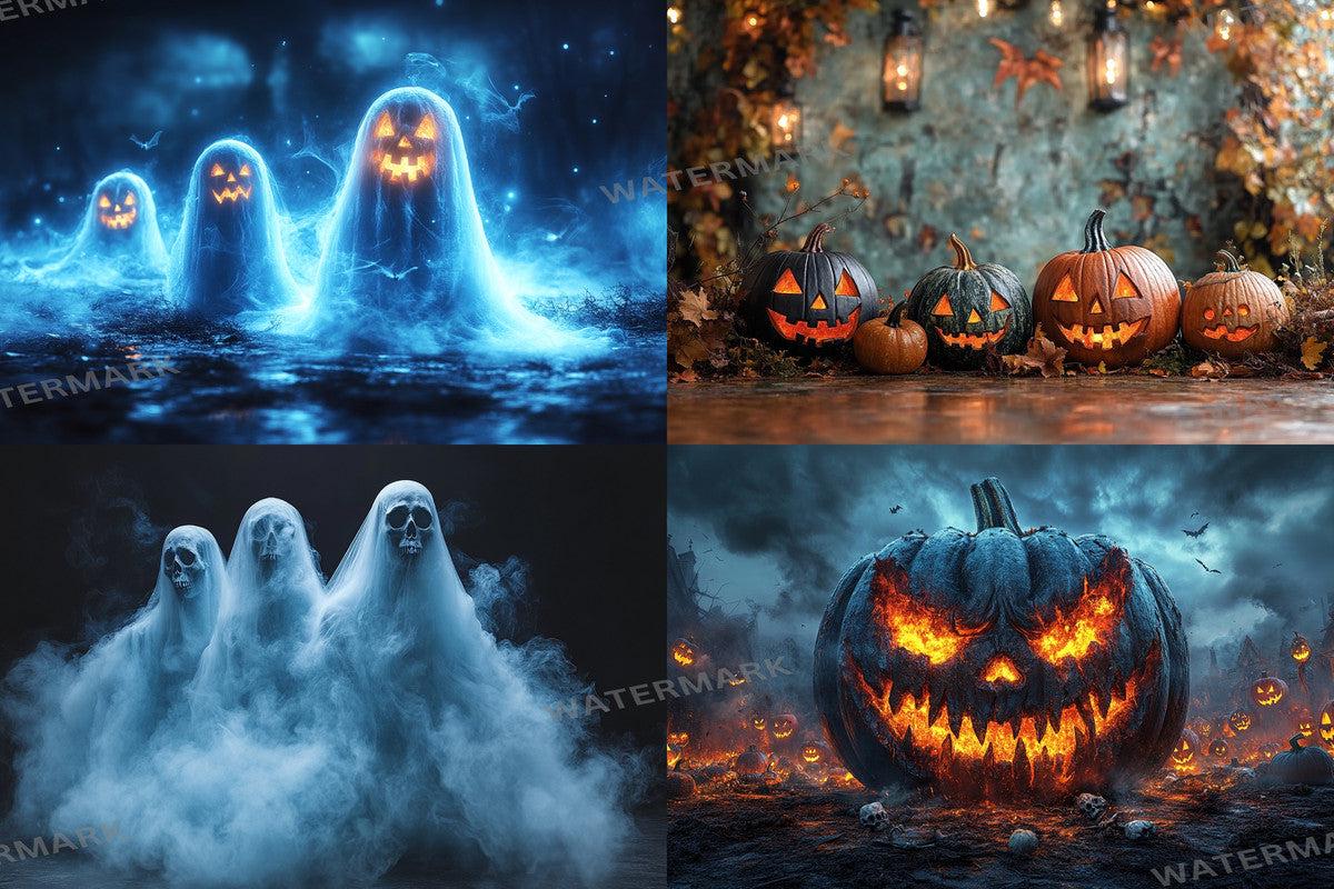 High-Resolution Halloween Ghost Photography Backdrops PNG Digital Backgrounds for Unique Scenes Photoshop Overlay Masterpiece