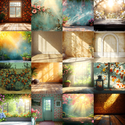 Vintage Sunlit Room Digital Backdrop, Wallpaper Backgrounds, Photography, Cozy Interior Scene, High-Resolution Download, Photo Overlays