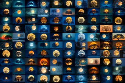 Full Moon Backdrops ��������� Mystical Night Sky, Fantasy Lunar Scenes, Spooky Moonlit Photography Backgrounds for Art, Film & Digital Backdrops