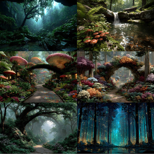 Alice in Wonderland Backdrop Set, Enchanted Forest Backgrounds, Magical Photography, Digital Download for Fantasy Storytelling