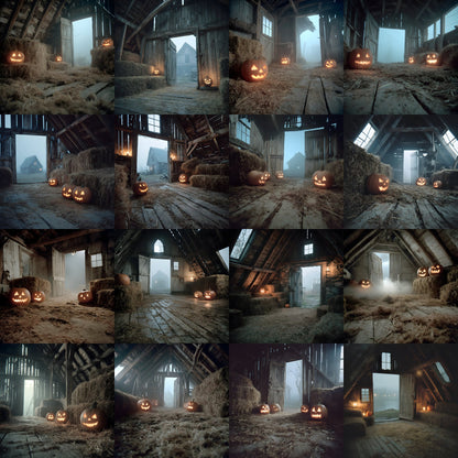 Midnight Abandoned Barn Loft Digital Backdrop, Square Photography Background, Spooky Photo Overlay, Grunge Texture, Eerie Scene, Fantasy Art, SQBD