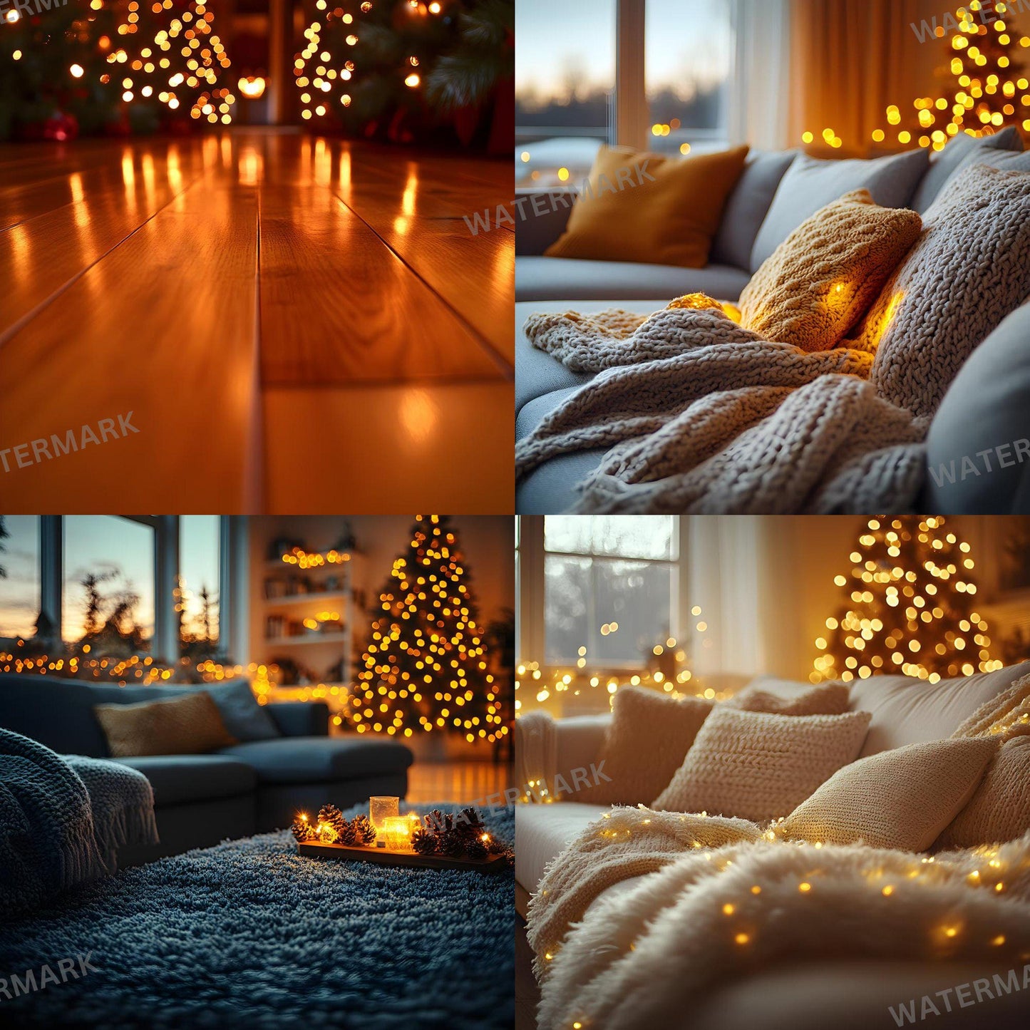 Warm Lights Digital Backdrops - Cozy Christmas Photo Backdrops - Photography, Newborn, Maternity & Family Portraits - Festive Wallpapers