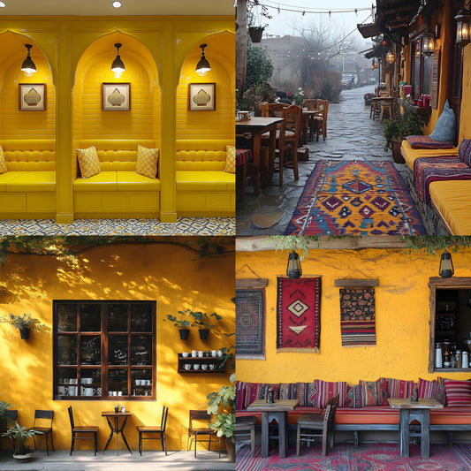 Yellow Middle Eastern Cafe Backdrop Set, Digital Download, Photography Background, Arabian Nights Theme, Exotic Decor, Virtual Photo Booth Prop