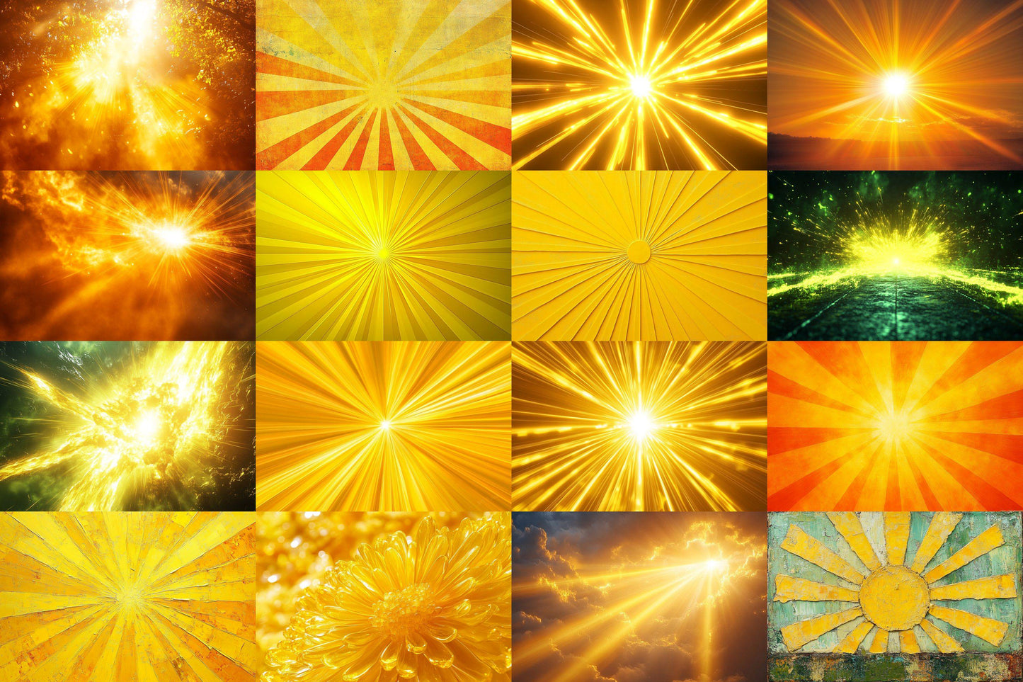 Yellow Sunburst Backdrop: 2PNGs for Retro Photo Backgrounds, Pop Art Photography Props, Groovy Sunshine Digital Backdrops
