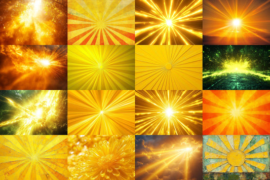 Yellow Sunburst Backdrop: 2PNGs for Retro Photo Backgrounds, Pop Art Photography Props, Groovy Sunshine Digital Backdrops