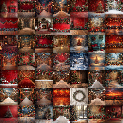 Christmas Backdrop, Digital Backdrop, Santa Christmas Backdrop For Kids Family, Festive Digital Download Christmas Background