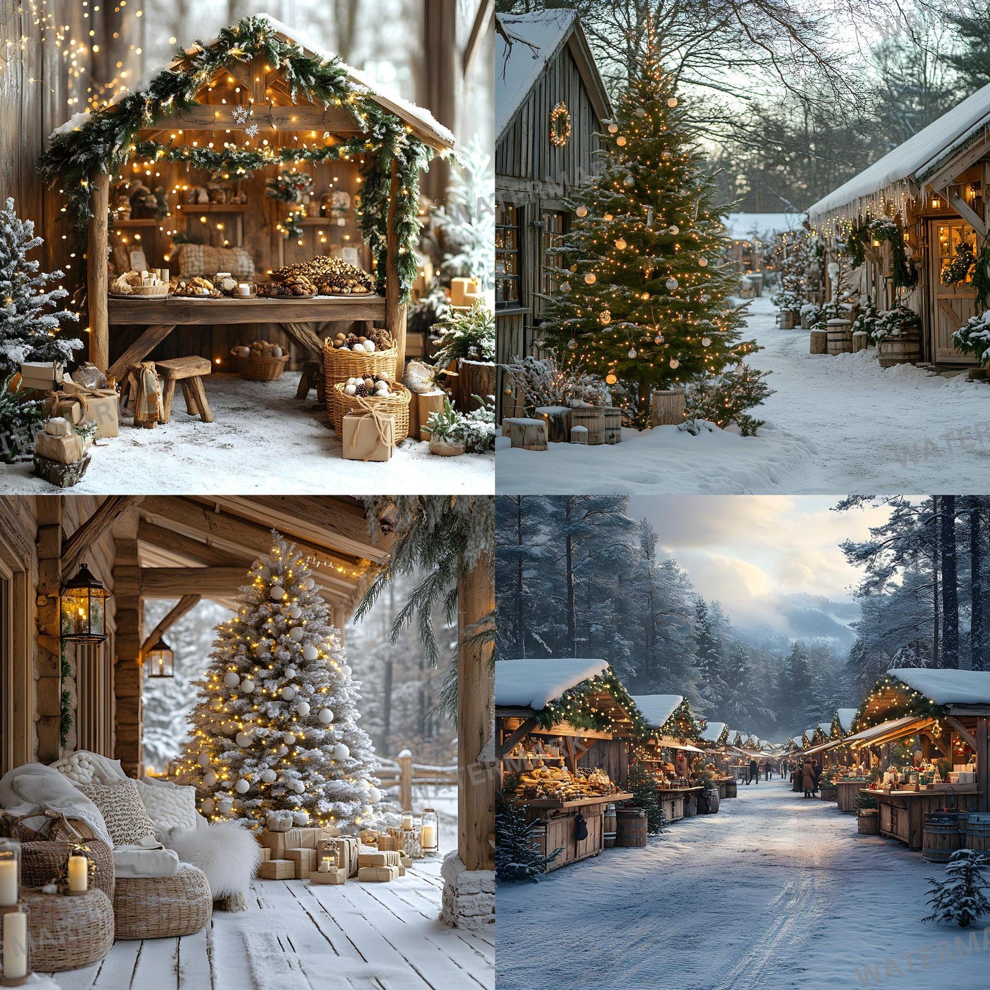 Enchanting Nordic Christmas Backdrops - Festive Winter Wonderland Scenes for Holiday Photography, Digital Art, Kids, Family Portraits