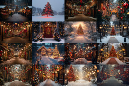 :2 Horizontal Christmas Backdrops, Digital Backdrop, Festive Christmas Backdrop Festive Digital Download Christmas Background