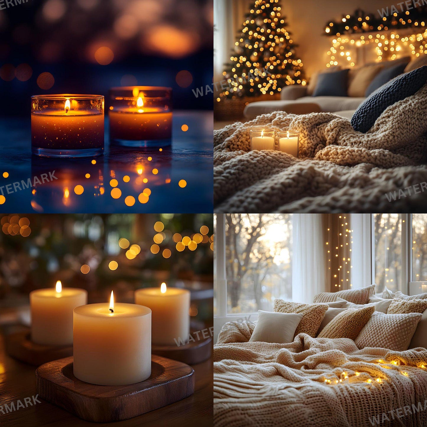 Warm Lights Digital Backdrops - Cozy Christmas Photo Backdrops - Photography, Newborn, Maternity & Family Portraits - Festive Wallpapers
