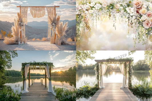 Elegant Floral Wedding Backdrop Set - High-Res PNG Designs for Event Decor - 00x00px Quality Graphics