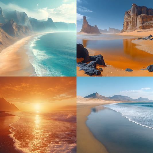 Beach Cyberpunk Backdrop, Futuristic Seascape Background, Digital Wallpaper for Photography, Blade Runner Inspired Landscape, Ocean Scene