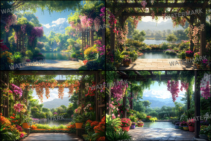 Orchid Garden Digital Backdrop, Botanical Photography Background, Floral Photo Prop High-Res Image, Wedding, Portrait