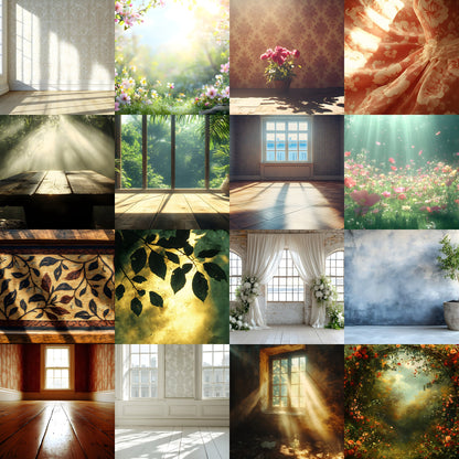 Vintage Sunlit Room Digital Backdrop, Wallpaper Photography Backgrounds, Cozy Interior Scene, High-Res Photo