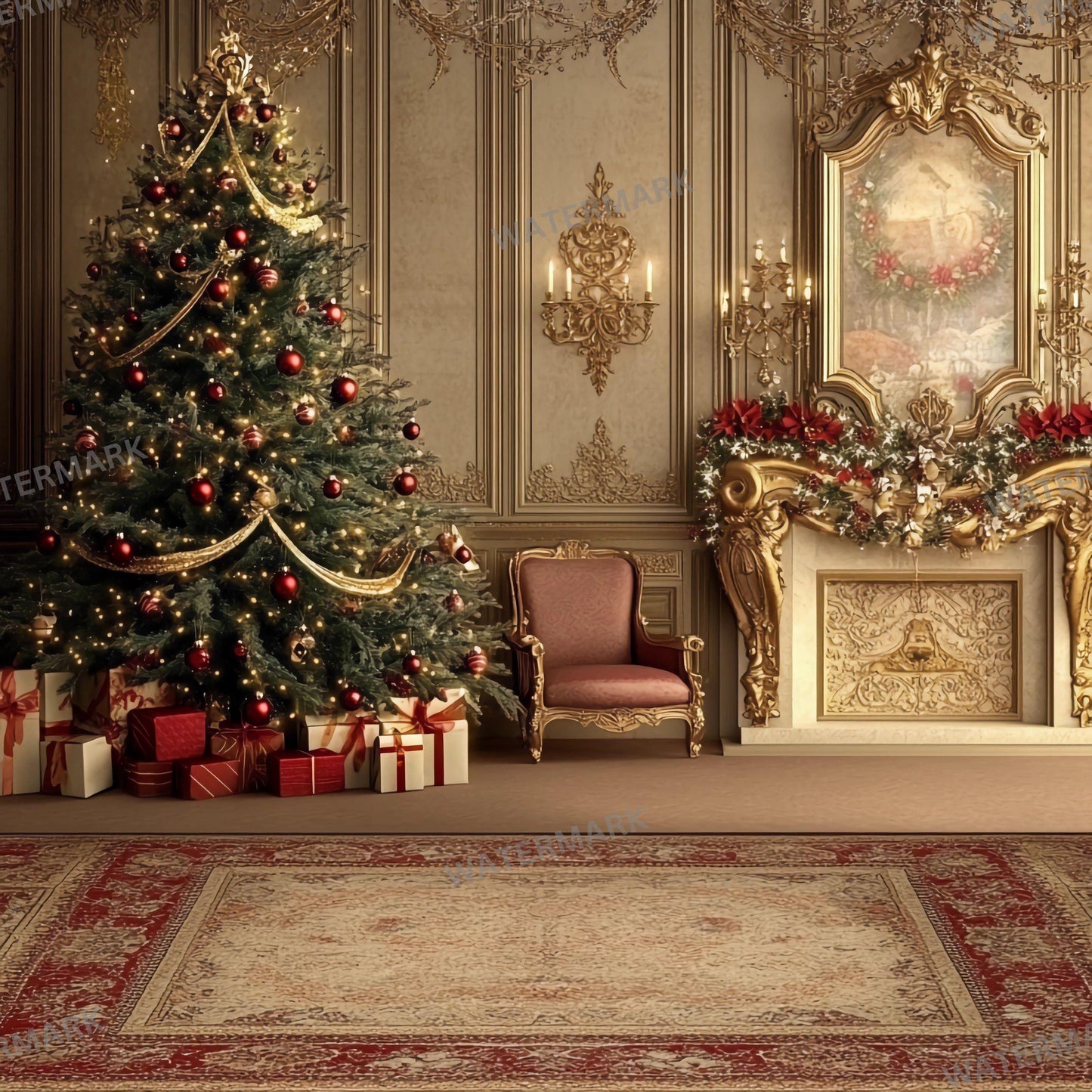 Christmas Backdrop, Digital Backdrop, Santa Christmas Backdrop For Kids Family, Festive Digital Download Christmas Background