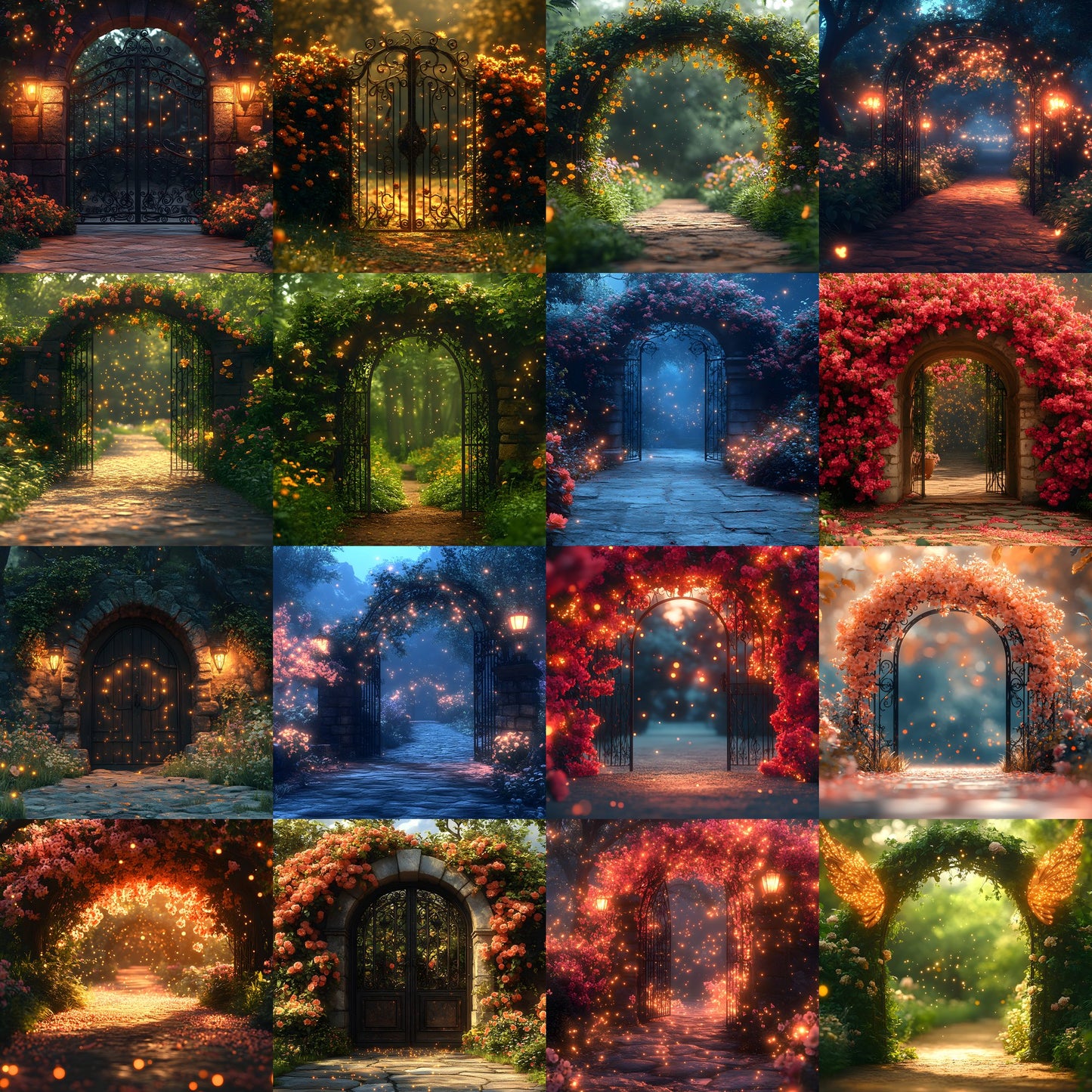 Whimsical Garden Arch Door Digital Backdrop, Fairytale Photography Background, Enchanted Forest Photo Prop, for Portrait Photography