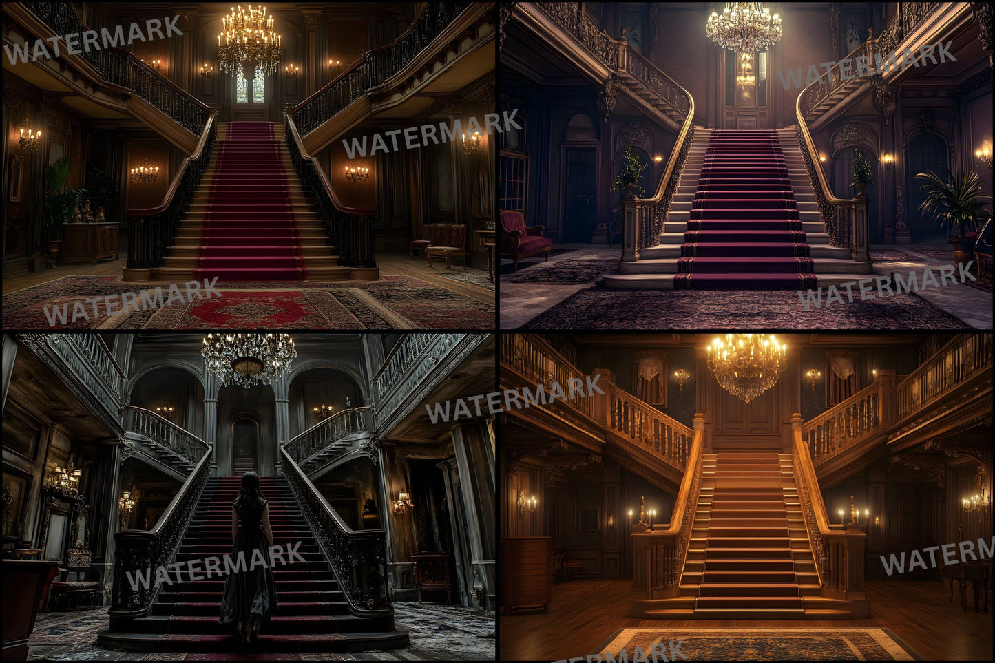 Elegant Staircase Digital Backdrop, Grand Stairway Photography Background, Luxury Interior Photo Prop, High-Resolution Image