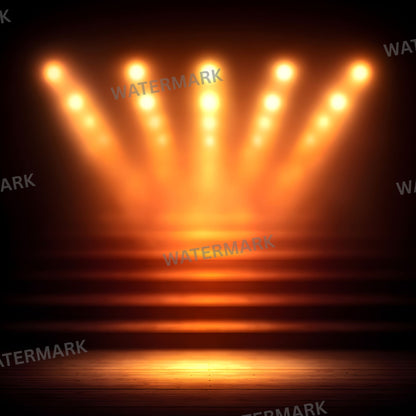 Empty Stage Red Stairs Lights Digital Backdrop, Photography Background, Theater Stage Photo Prop, Square Format, Dramatic Scene, High Resolution Image