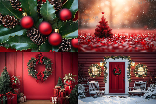 Christmas Backdrop, Digital Backdrop, Santa Christmas Backdrop For Kids Family, Festive Digital Download Christmas Background