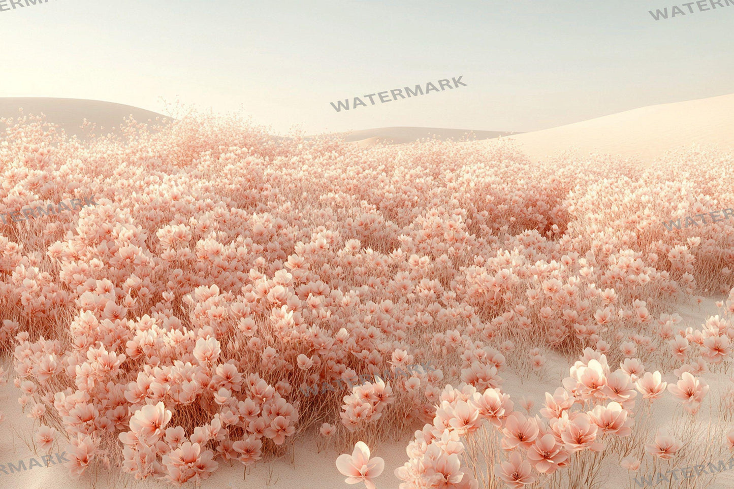 Modern Desert Bloom Backdrops, Boho Southwestern Digital Backgrounds, Pastel Floral Photography Props, Arid Landscape Composites