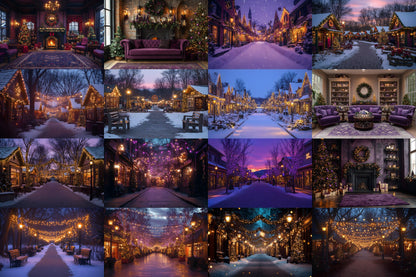 Purple Christmas Backdrops, Christmas Background, Digital Christmas Wallpapers, Photoshop, Photography Backdrops - 3:2 Ratio