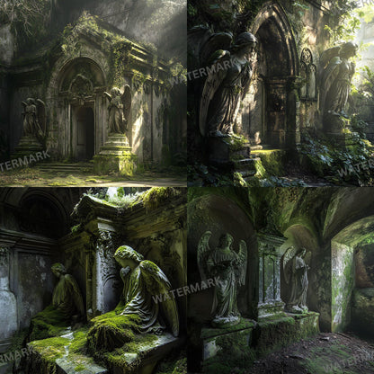 Forgotten Mausoleum Photography Backdrop  Digital Portrait Overlays for Stunning Composites 12 Designs 96x96px