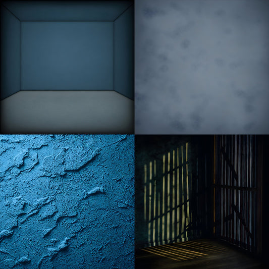 Blue Textured Photography Backdrop, Vignette Wall Digital Background for Portrait Photoshoots, Square Format Fine Art Texture for Photographers