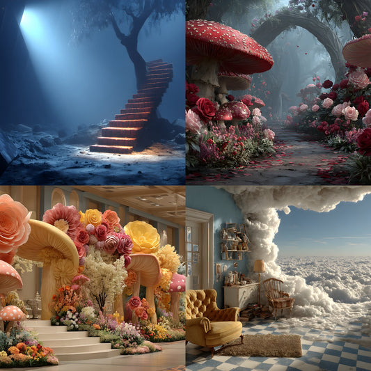 Alice in Wonderland Backdrop Digital Download, Whimsical Wonderland Background, Fantasy Photography Backdrop, Storybook Party, Ratio