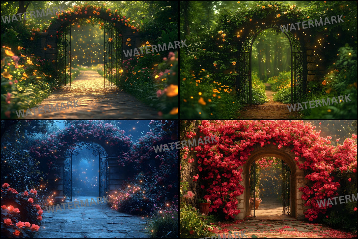 Whimsical Garden Arch Door Digital Backdrop, Fairytale Photography Background, Enchanted Forest Photo Prop, for Portrait Photography