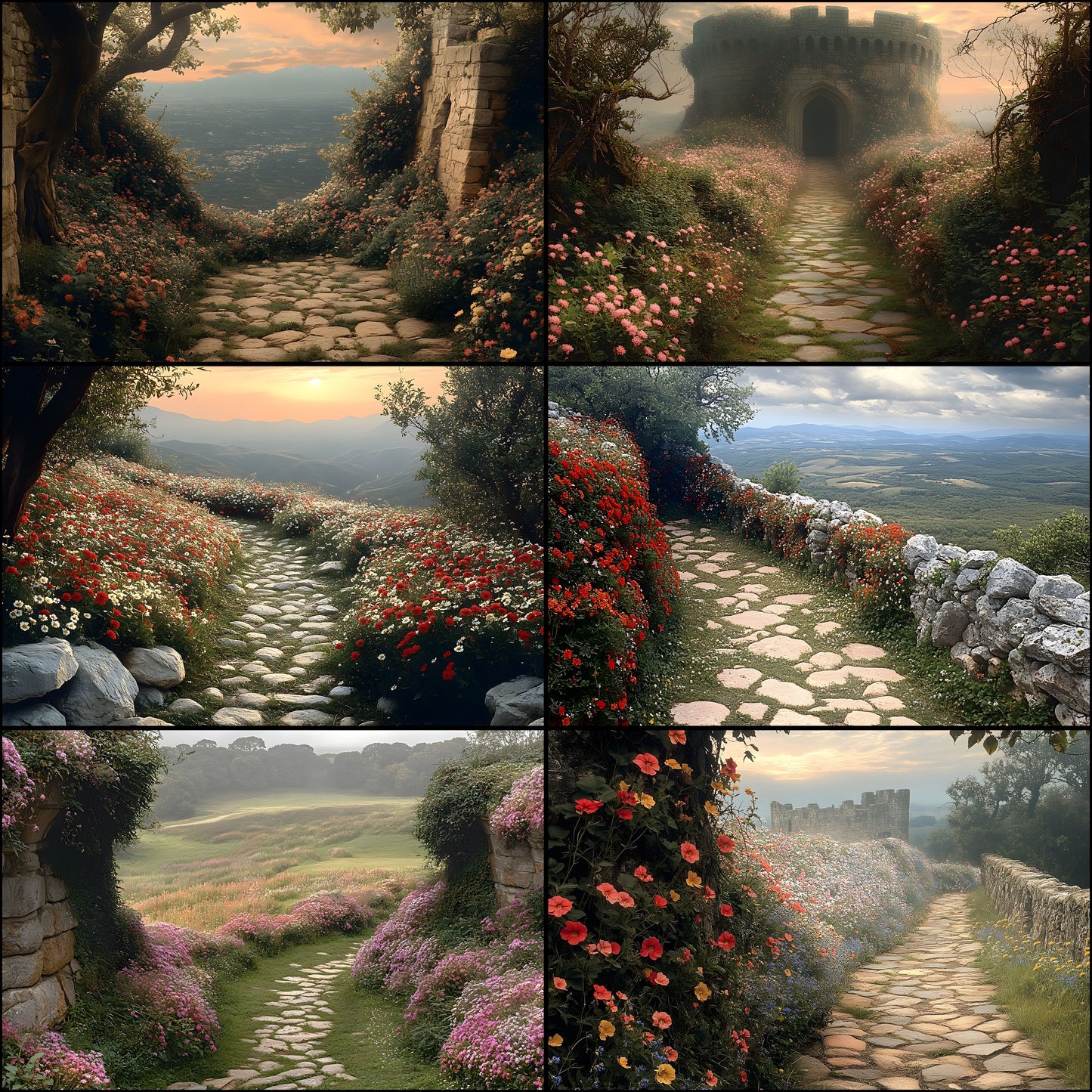 Wildflower Castle Backdrop, Wall View Background, Photography, Digital Download, Fantasy Scenery, Enchanted Forest, Princess Theme
