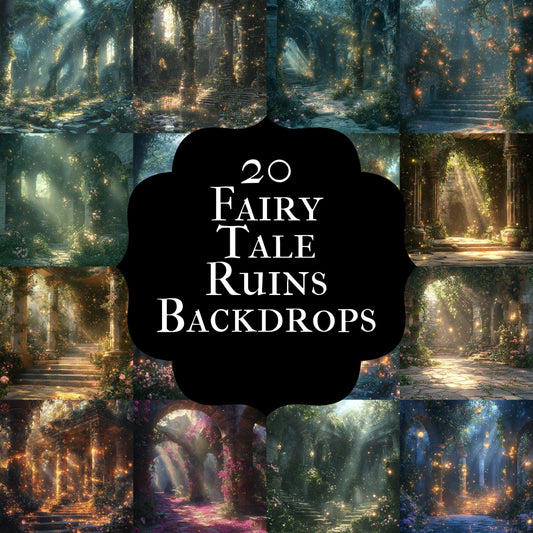 Fairy Tale Ruins Digital Backdrops: Fairy Tale Ruins Digital Backdrop - Photography Background - Fantasy Ruin Overlay - Storybook Scenes