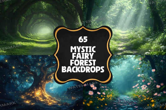 Mystic Fairy Forest Digital Art Backdrops - Warm Aesthetic PNGs for Photography 00x00px - Perfect for Artists