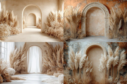 Boho Beige Backdrops - Neutral and Elegant Archway Digital Backdrops, Photoshop & Master Overlays - Wedding and Maternity Backdrops