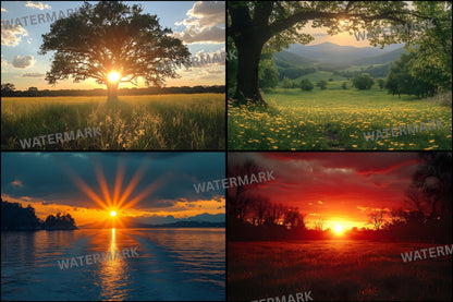 Sunset Photography Backdrop Bundle, Golden Hour Digital Backgrounds for Photographers, Ratios, Dreamy Photo Overlays