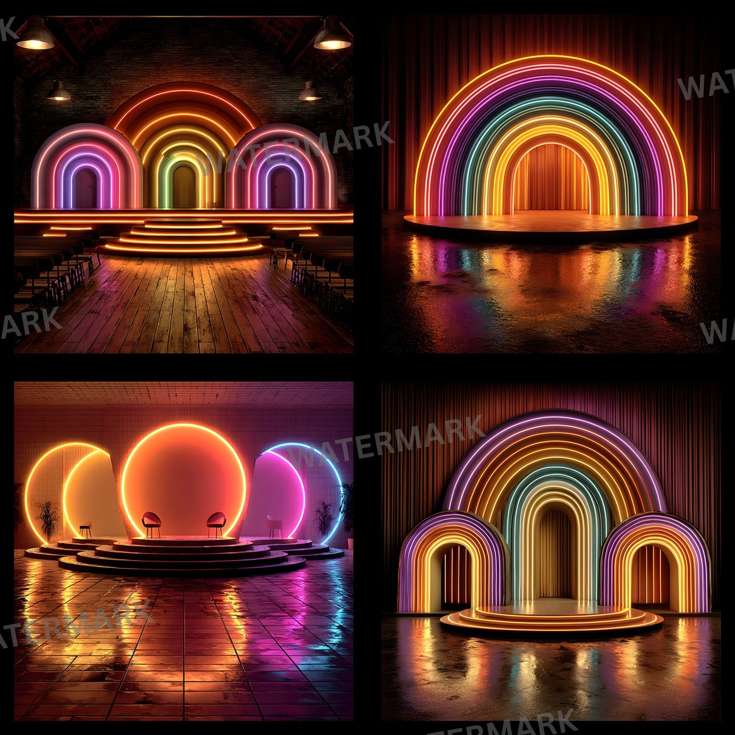 Neon Party Backdrop, Vibrant Stage Background, Digital Download for Events, Photography, and Eye-Catching Designs, Images