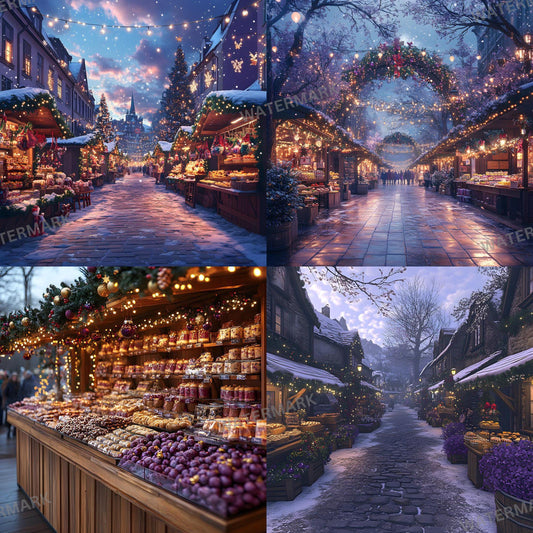 Amethyst Christmas Backdrops | Violet, Purple Christmas Festive Backdrops, Holiday Season Christmas Background