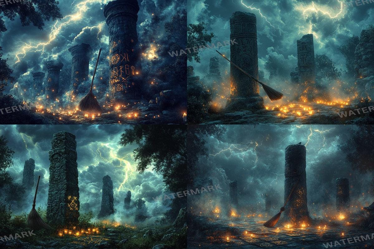 WITCH BROOMSTICK BACKDROPS - Digital Photo Editing Overlay - Warm Aesthetic for Artists  Photographers
