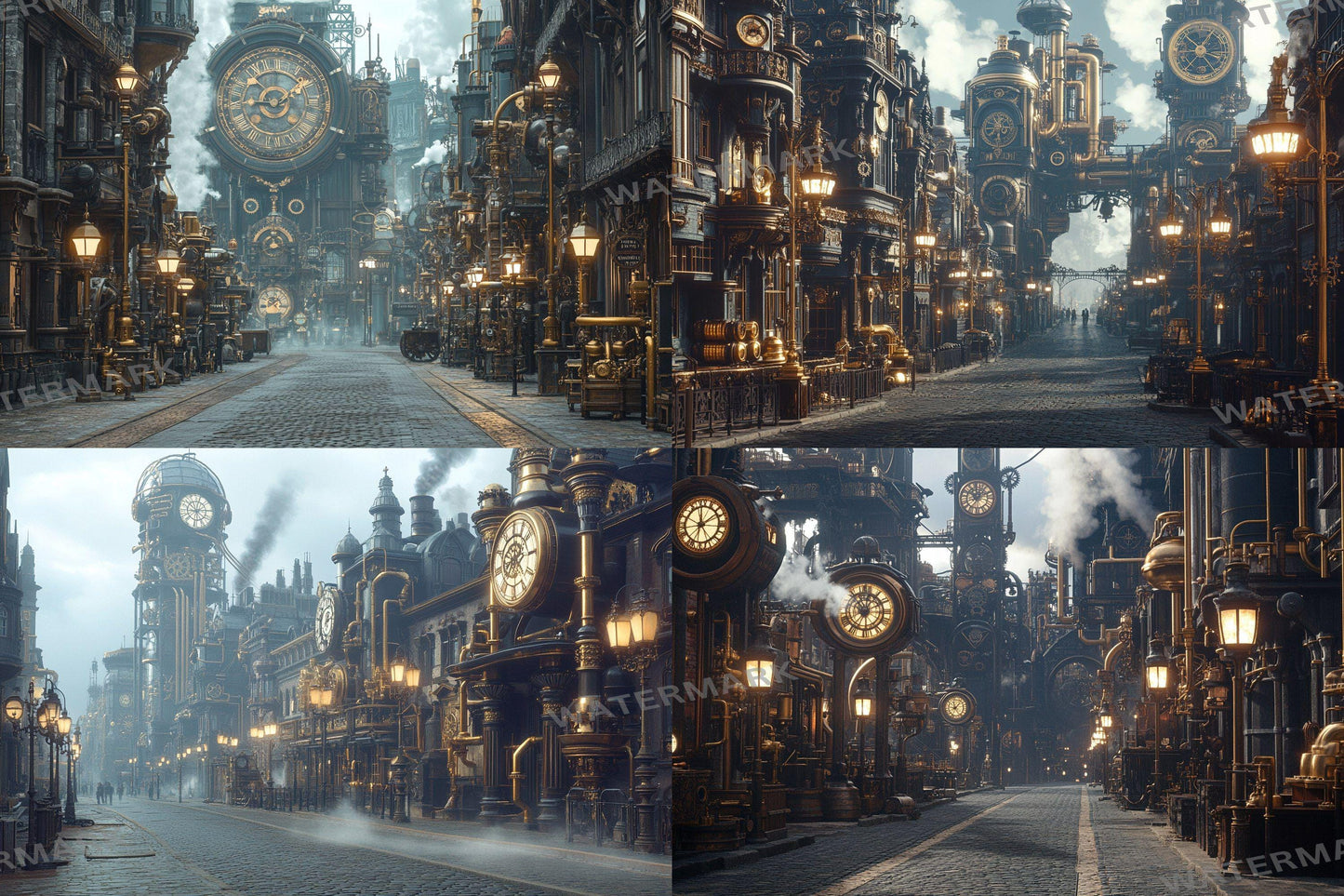 Steampunk Street Backdrops - Victorian Industrial Photography Backgrounds - Gaslamp Fantasy Cityscapes - Digital Download -Background