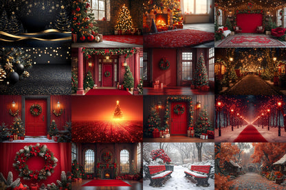 Christmas Backdrop, Digital Backdrop, Santa Christmas Backdrop For Kids Family, Festive Digital Download Christmas Background