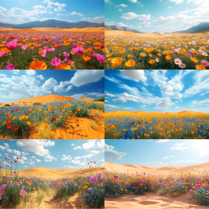 Desert Wildflower Digital Backdrop, Photography Background, Printable Desert Scene, Floral Photo Booth, High-Res Image Download