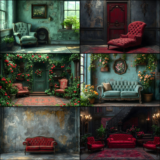 Victorian Photography Backdrop Collection, Elegant Digital Backgrounds for Portrait Photography, Old World Inspired Photo Overlays, Designs