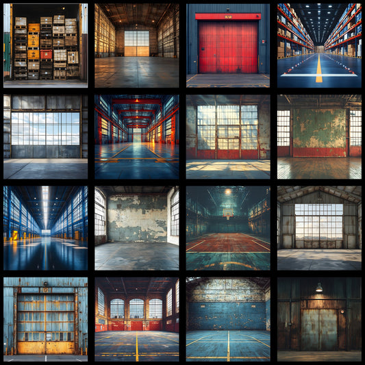 Warehouse Sports Digital Backdrop, Industrial Sports Background, Photography Prop, Sports Team Photo, Urban Sports Digital Download