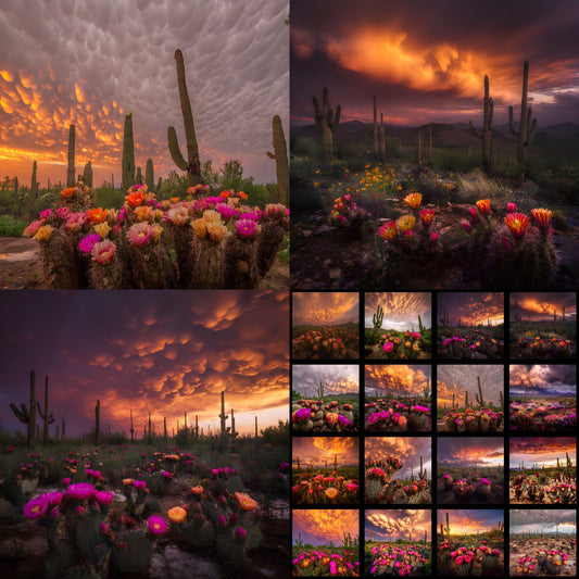 Arizona Desert Photography Backdrop, Southwestern Bloom Digital Background, Photo Booth Prop, Online Meeting Virtual Background