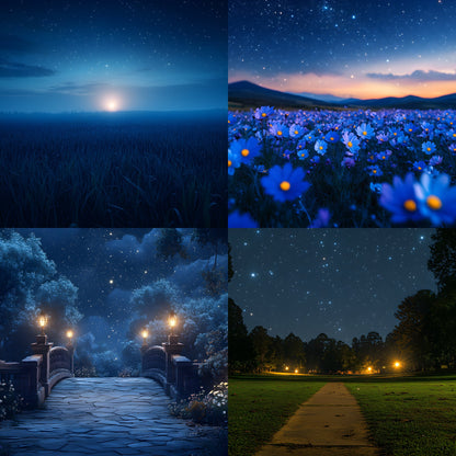 Starry Night Digital Backdrop Bundle, Dreamy Backgrounds for Photography, Celestial Photo Overlays, Magical Night Sky Scenes, LBXD