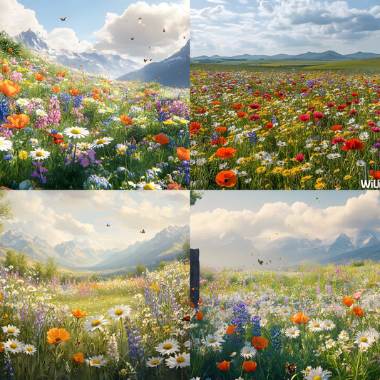 Wildflower Digital Backdrop Set, Botanical Photography Backgrounds, Ratios, Floral Photo Overlays, Spring Scene, Nature Inspired