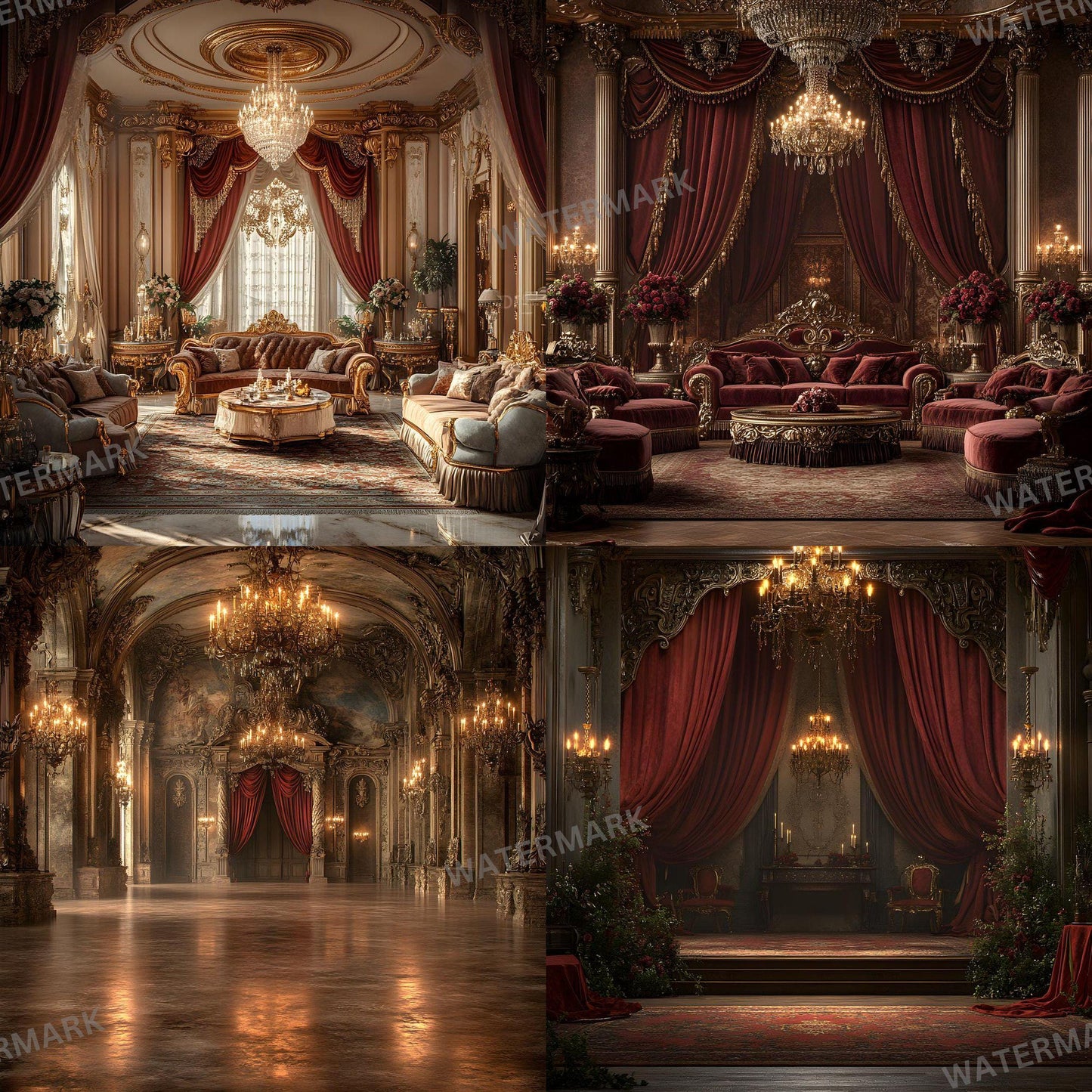 Opulent Regal Backdrops | Digital Backdrops for Portraits, Luxurious Photoshop Overlays, Fine Art Textures, Photo Backgrounds, Regal Room