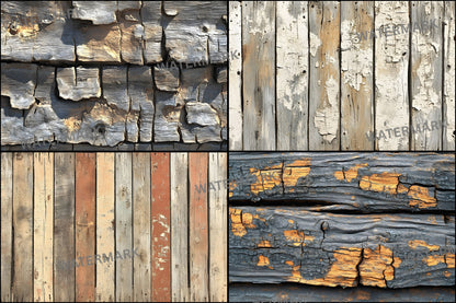 Weathered Wood Fence Digital Backdrop Set, Photography Backgrounds, Rustic Wood Photo Prop, Outdoor Scene, High-Res Images for Composites