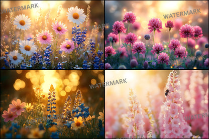 Wildflower Meadow Digital Backdrop, Dreamy Spring Photography Background, Photo Overlay, Floral Portrait Backdrop, High-Res Image0418