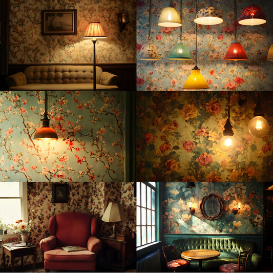 Vintage Wallpaper Room Digital Backdrop, Photography Backgrounds, Antique Interior Photo Prop, Elegant Scene Setter, High-Res Images