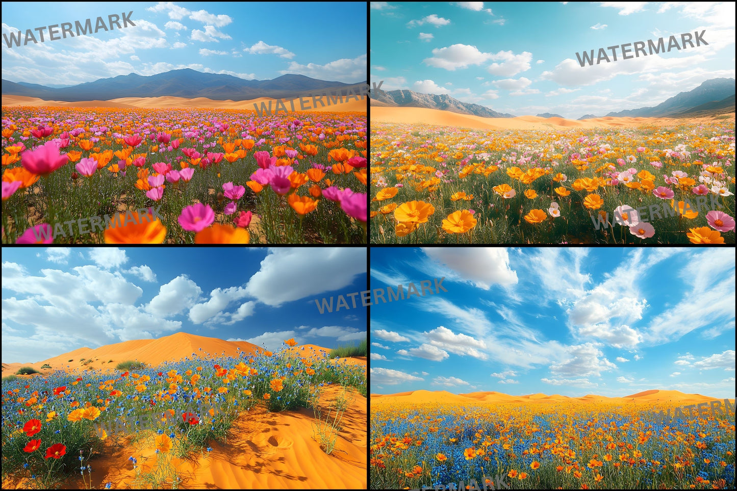 Desert Wildflower Digital Backdrop, Photography Background, Printable Desert Scene, Floral Photo Booth, High-Res Image Download