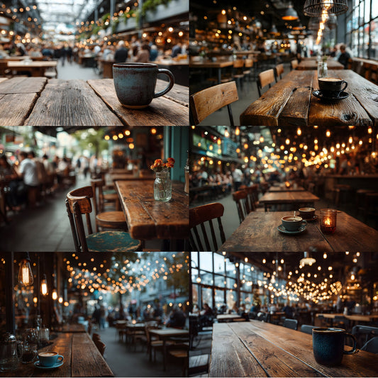 Cozy Coffee Shop Digital Backdrop, Empty Cafe Background for Photographers, Latte Bar Photography Prop, Commercial Use, Image